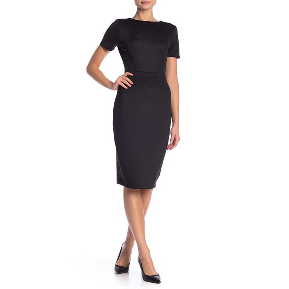 black scuba midi dress