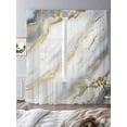 thumbnail image 3 of White Gold Marble Sheer Curtains 96 Inch Length 2 Panels Set, Abstract Blue Simple Geometric Voile Window Treatment Semi Sheer Long Curtains Drapes for Bedroom/Living Room/Kitchen 52"x96"x2, 3 of 7