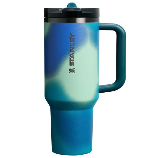 Stanley the Quencher ProTour Flip Straw Tumbler 40oz Insulated Stainless Steel Cup with Handle & Straw, Watercolor Blue