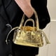 thumbnail image 5 of Bolso De Hombro Bolso vagabundo para mujer, con cordón, patrón de cocodrilo, Bolsas satchel para dama (dorado), 5 of 9