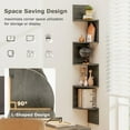 thumbnail image 3 of Resenkos 5-Tier Corner Shelf - Wall-Mounted Floating Bookshelf, Storage Organizer, French Oak, 3 of 8