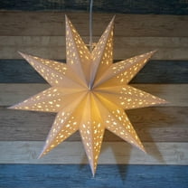 9-Pointed Star Light Lampshade - Hanging Pendant Decor, Translucent Material for LED String Lights, Festive Ambiance for Home, Bedroom, Party & Holiday Displays, Easy-Install Design, 13.78in, White