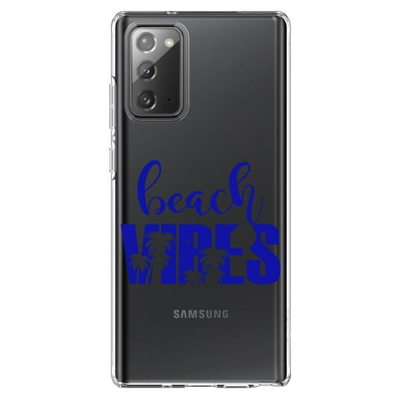 DistinctInk Clear Shockproof Hybrid Case for Samsung Galaxy Note 20 (6.7" Screen) - TPU Bumper Acrylic Back Tempered Glass Screen Protector - Beach Vibes