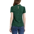thumbnail image 4 of Allegra K Women's Ruffle Polkd Dots Round Neck Casual Short Sleeve Blouse Tops XL Green, 4 of 8