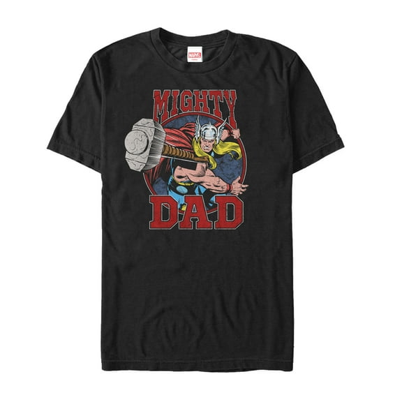 Men's Marvel Father's Day Thor Mighty Dad Hammer  Graphic Tee Black 5X Large