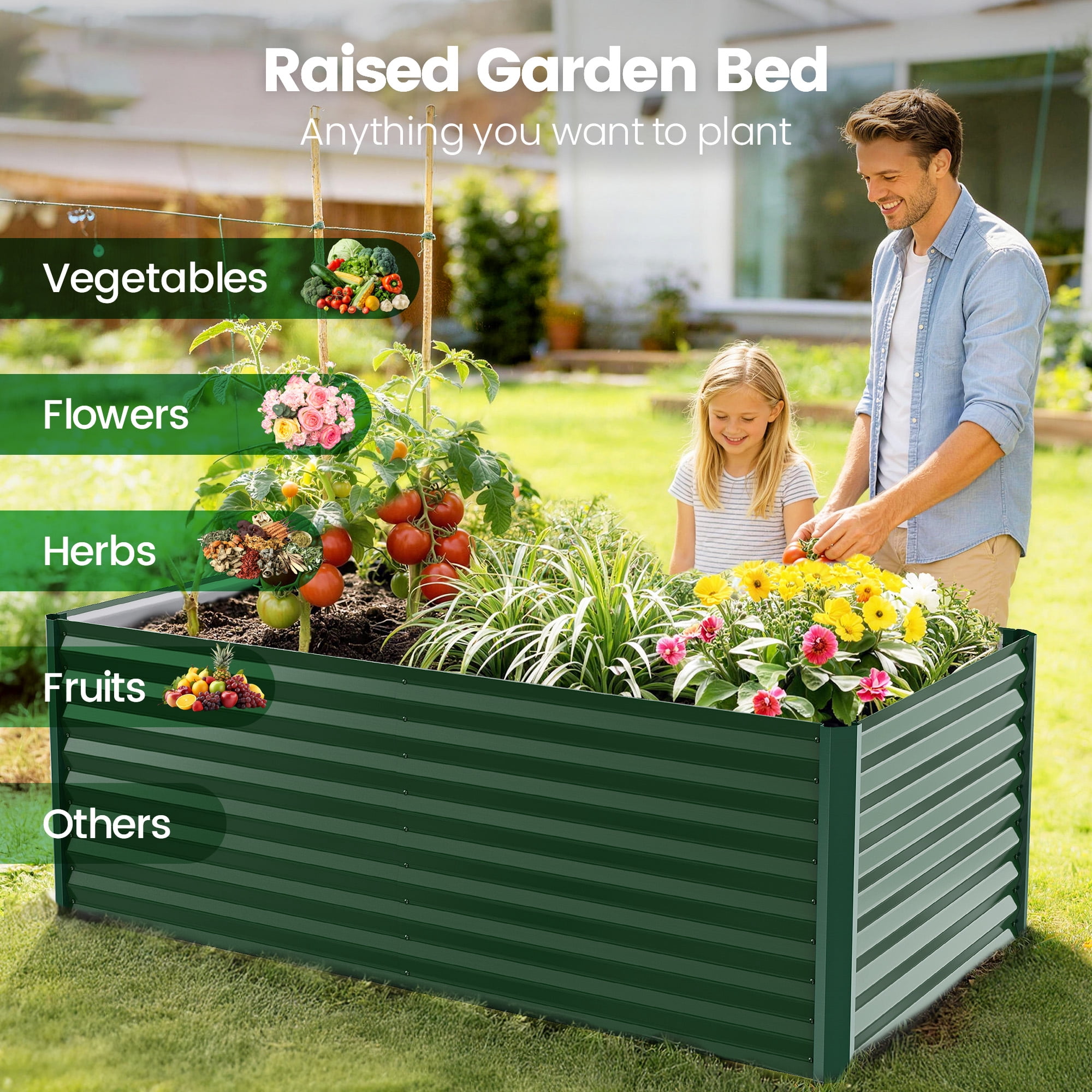 GVDV Raised Garden Bed 6x3x2ft Outdoor, Metal Raised Bed Kit for Backyard, Deep Root Planter Box for Gardening Vegetables, Fruits, Flowers, Rust-Proof, Easy Assembly