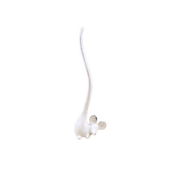 Whitewashed Cast Iron Mouse Paper Towel Holder 12"