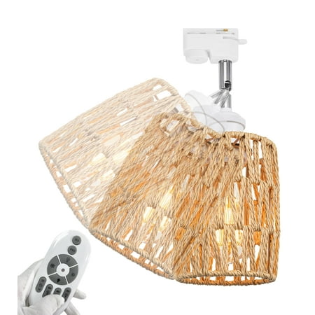 

FSLiving Gimbaled 2-Wire Track Lighting Adjustable Flexibly Rotatable Light Head Modern Twine Natural Rattan Smart Edison Bulbs 2200K-6500K Timer for Dinning Table Top Sloped Ceiling