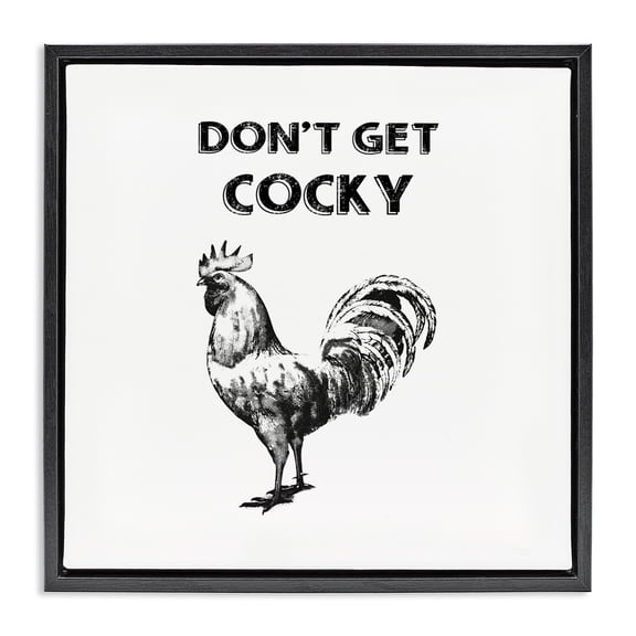 Stupell Industries Eclectic Sassy Don't Get Cocky Black Floating Frame Canvas Art, 18 x 18, by Conrad Knutsen
