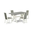 thumbnail image 6 of East West Furniture X096LA206-5 5-Piece Amazing Dining Room Table Set a Great Cement Color Wood Table Top and 4 Lovely Linen Fabric Dining Chairs with Stylish Chair Back, Linen White Finish, 6 of 10