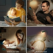 Glocusent Mini Rechargeable 10 LED Amber Book Light for Reading in Bed, Eye-Care Clip on Reading Light Up to 80 Hrs, 3 Dimmable Brightness x 3 Color Modes, Perfect Little Book Light for Readers & Kids