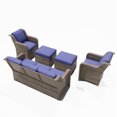 thumbnail image 6 of Ainfox 5 Pieces Patio Furniture Sofa Set on Sale, Outdoor Sectional Set with 3 Seater Sofa, Single Chair and Ottoman, Blue, 6 of 6