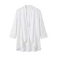 thumbnail image 6 of Lcziwo Women 3/4 Sleeve Cardigans Cotton Open Front Solid Kimonos Ruffled Hem Lightweight Casual Cover Ups White,M, 6 of 9