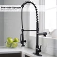 thumbnail image 5 of WOWOW Commercial Kitchen Faucet with Pre-Rinse Sprayer, 28-Inch Height Solid Brass Kitchen Sink Faucet 1 or 3 Hole Deck Mount, Matte Black Spring Kitchen Faucet with Dual Swing Spout, 5 of 8