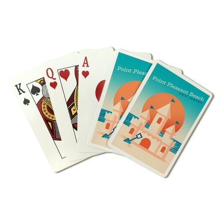 

Point Pleasant Beach New Jersey Sun-faded Shoreline Collection Sand Castle on Beach Lantern Press Premium Playing Cards 52 Card Deck with Jokers USA Made