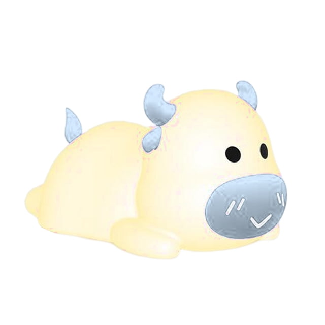 Cute Cow Night Light Portable Silicone Animal Lamp For Bedroom Color Changing With Sensor Control Kids Nursery