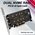 thumbnail image 2 of Dual NVMe RAID PCIe x8 4.0 Adapter 64Gbps M2 NVME M KEY Riser Card for 2230 2242 2260 2280 22110 NVME SSD black, 2 of 6