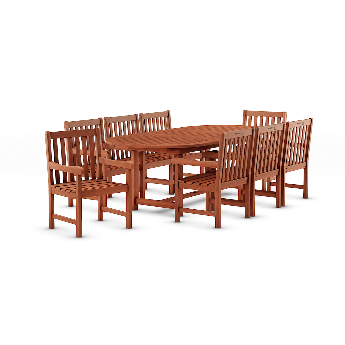 Amazonia Milano 9-Piece Oval Extendable Patio Dining Set, Eucalyptus Wood, Ideal for Outdoors and Indoors - image 2 of 11