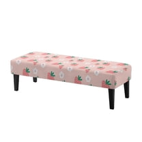 Whosucclay Strawberry Cherry Blossoms Print Stretch Dining Bench Cover, Wear Resistant Bench Slipcover Washable Bench Seat Protector Rectangle Bench Cover for Dining Room, Living Room, Bedroom