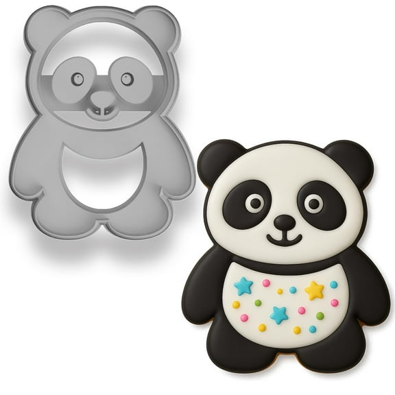 Cute Panda Cookie Cutter & Stamp - 4x3.14", Adorable Bear Baking Tool (Random Color)