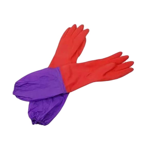 Extra Long Household Dish Cleaning Gloves, Latex Rubber Kitchen Gloves with Velvet Lining, Non-Slip Grip, Waterproof for Washing Dishes, Laundry, Car Washing