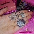 thumbnail image 2 of Y2k Hello Kitty Sanrio collar con cadena, aleación de cristales plateados, encanto femenino, diamantes de imitación, colgante gótico, joyería, regalo del Día de San Valentín, 2 of 4