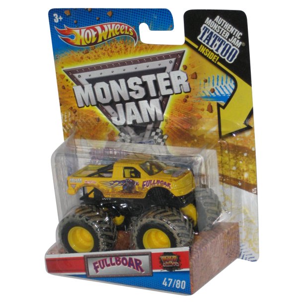 Hot Wheels Monster Jam (2010) Yellow Fullboar Toy Truck 47/80 w
