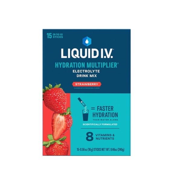 Liquid I.V.® Strawberry Hydration Multiplier® Powdered Electrolyte Drink Mix, 15 Count Packets