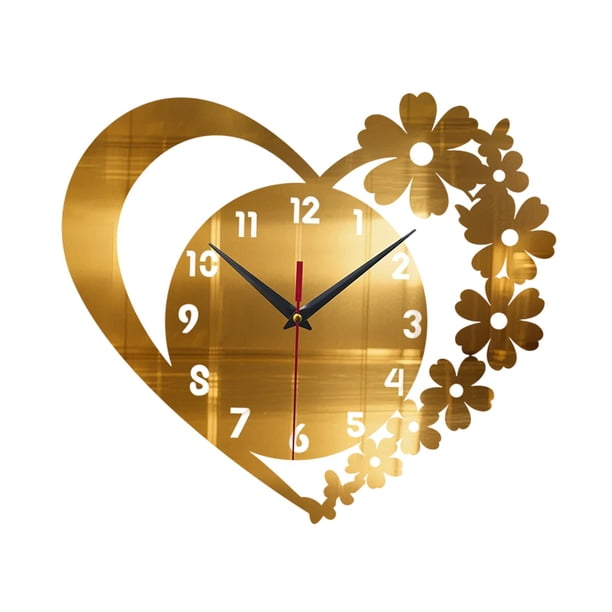 Reloj de pared Corazón de Amor, Estética Sencilla y Moderna, Reloj Decorativo de Acrílico para Oro