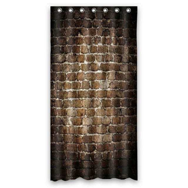 Cortina de ducha ABPHQTO de poliéster impermeable con ganchos y pared de ladrillos Grunge 90x180 cm