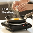 thumbnail image 5 of OVENTE Electric Countertop Single Burner, 1000W Cooktop with 7.25 Inch Cast Iron Hot Plate, 5 Level Temperature Control, Compact Cooking Stove and Easy to Clean Stainless Steel Base, Black BGS101B, 5 of 8