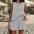 thumbnail image 6 of Women'S Summer 2 Piece Outfits Sleeveless Tank Top Matching Shorts Sets Cotton Striped Sweatsuits, 6 of 7
