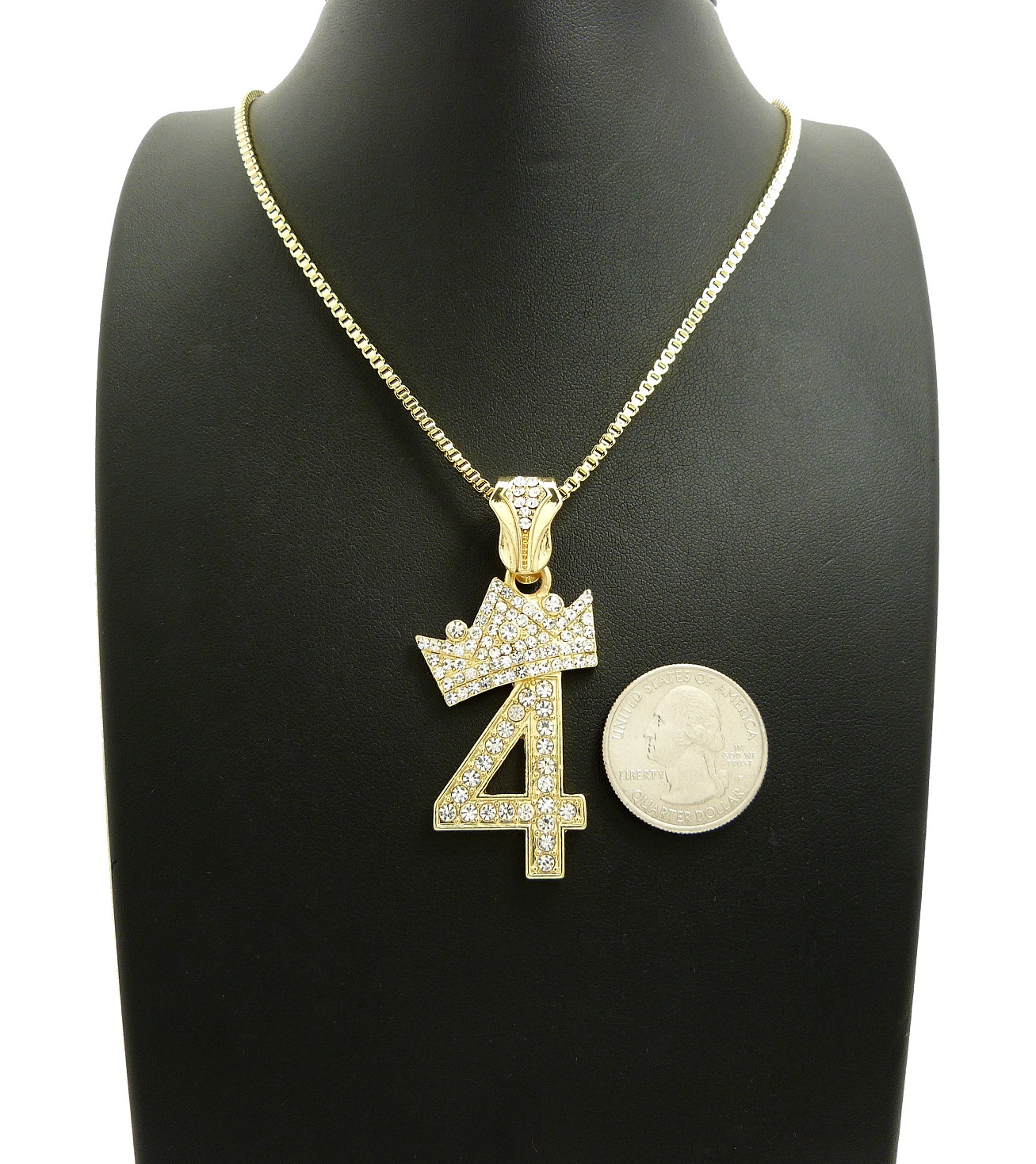 Stone Stud Tilded Crown Number Pendant 