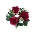 thumbnail image 2 of Nkmbld Hanging Flower Garland Rose Candle Wreath Artificial Silk Flower Ring Leaf Candle Wreath Wedding Valentine Day Party Table Candlestick Decorations, 2 of 6