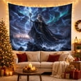 thumbnail image 3 of Silver-Haired Sorceress on Stormy Shore under Teal Aurora, Mystical Fantasy for Magic Fans, Coastal Wall Art, Housewarming Gift, Tapestry Wall Hanging for Bedroom and Studio, 3 of 7