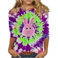 thumbnail image 1 of Liquidation d'Économies d'Été Staron Hauts d'Été pour Femmes Pâques Manches 3/4 Col Rond Chandails Graphiques T-Shirts de Style Professionnel Décontracté T-Shirts Basiques Hauts, 1 of 5