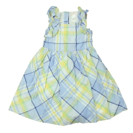 

Pre-owned Janie and Jack Girls Blue | Yellow | Plaid Dress size: 5T