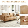 thumbnail image 6 of Garvee 83 Inch Faux Leather 3-Seater Sofa Couch with Spring Cushions, Deep Seats, and Removable Back Cushions, Modern Sofa for Living Room, Bedroom, Apartment, or Office, Brown, 6 of 7