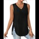 thumbnail image 2 of Camiseta de Tirantes de Verano para Mujer, con Bordado de Ojales, Sin Mangas, Cuello en V, Holgada, Informal, 2025 Negro L, 2 of 6