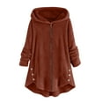 thumbnail image 1 of Birdeem Manteau en Peluche Uni pour Femmes, Fermeture Éclair, à Capuche, Manches Longues, 1 of 12