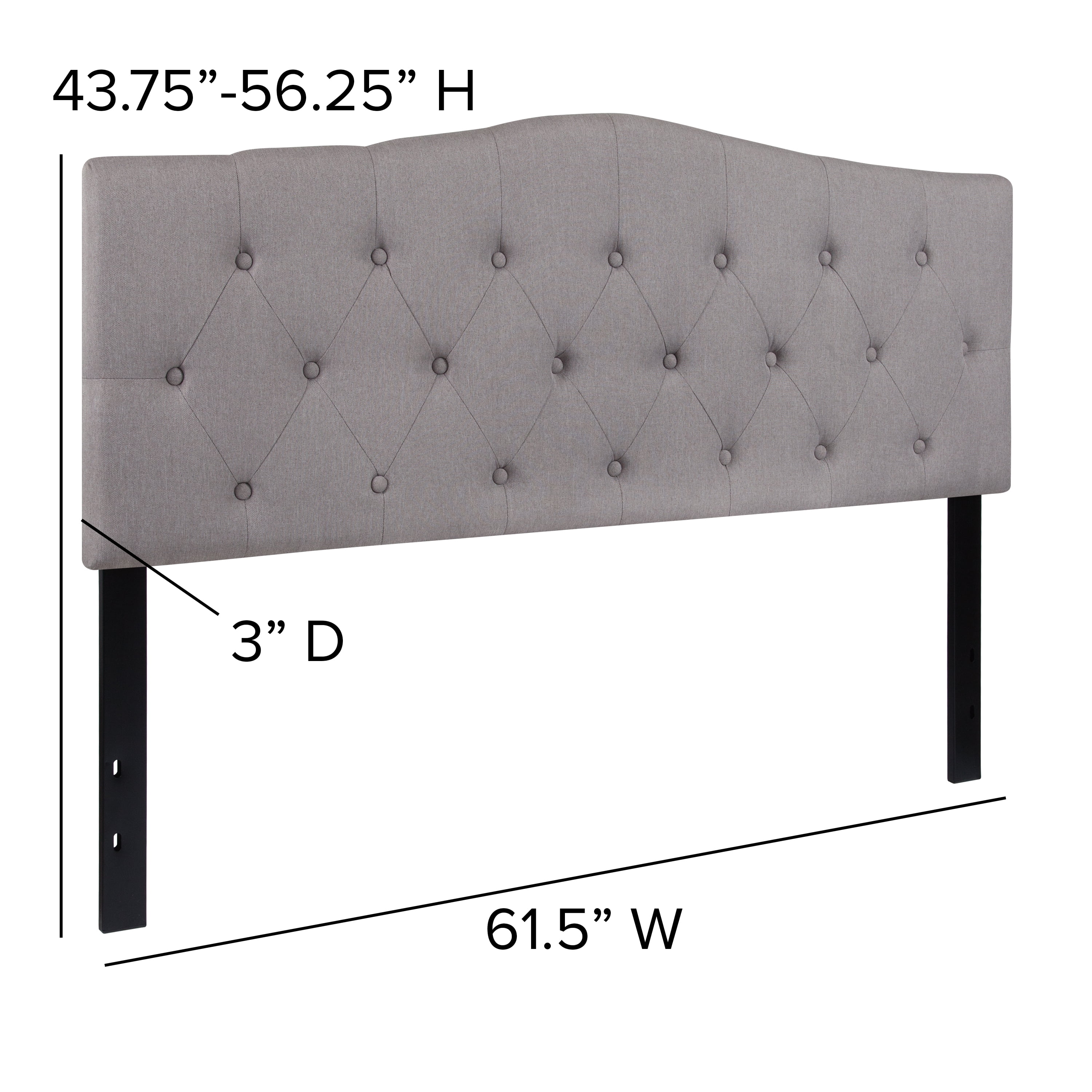 Flash Furniture Cambridge Tufted Upholstered Queen Size Headboard in Light Gray Fabric