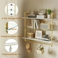 thumbnail image 4 of Bestier 41" Floating Shelves for Wall with LED Light 3-Tier Wall-Mounted Wood Shelves with 8 S-Hooks, White Finish & Gold Frame, 4 of 11