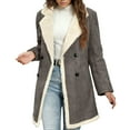 thumbnail image 2 of SwiftWear Women's Double-Breasted Faux Suede Coat Warm Shearling Lined Peacoat Winter Jacket with Front Pockets,Casual Style, 2 of 9
