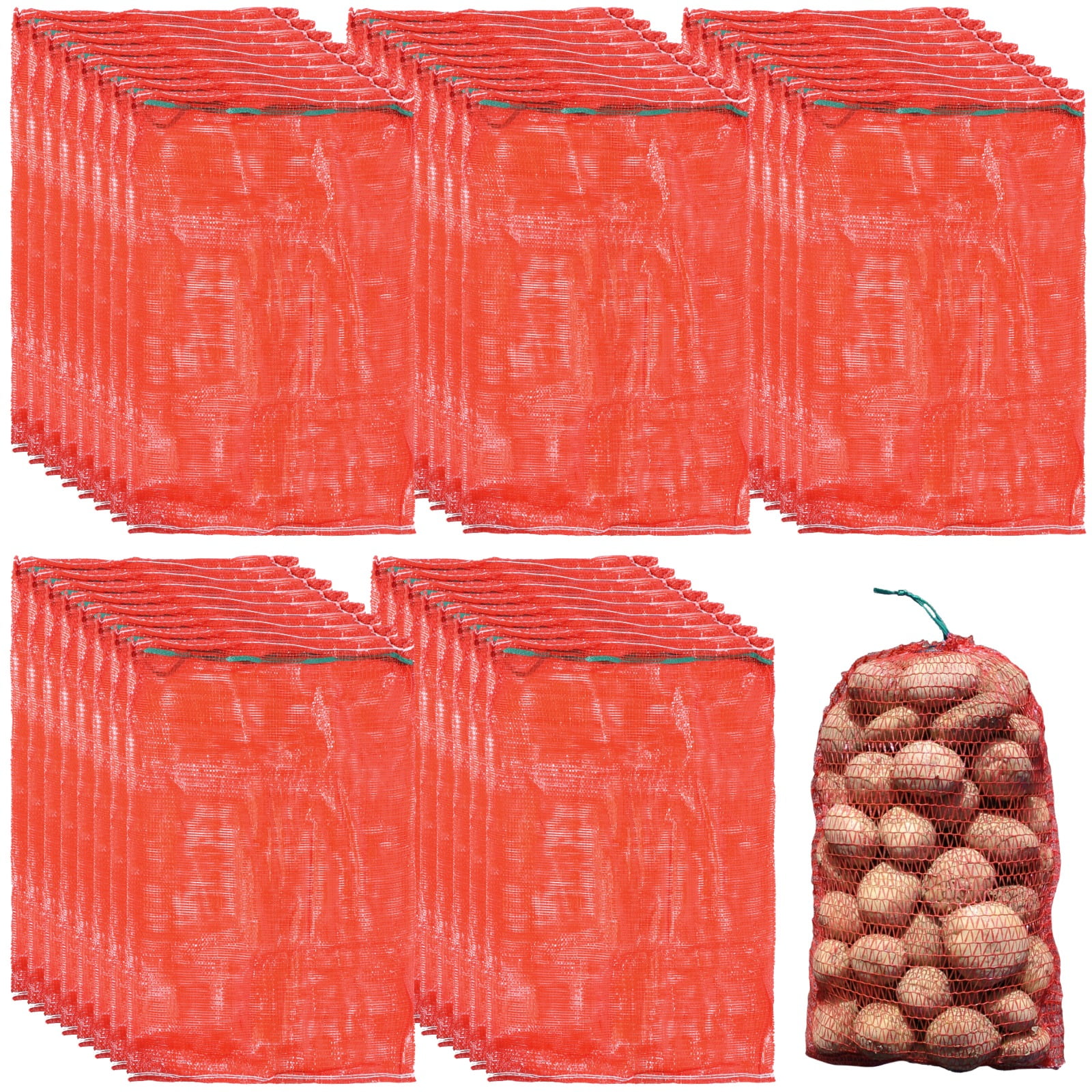 40 Pack Produce Storage Mesh Bags,35.3 x 23.5 Inches Mesh Onion Bags,Hanging Reusable Breathable Vegetable Storage Net Bags with Drawstring for Onions, Vegetables, Potatoes
