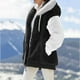 thumbnail image 5 of Gibobby Abrigos de mujer, Abrigo Acolchado de Lana de Cordero en Contraste para Mujer, Chaqueta Holgada de Manga Larga a Prueba de Viento con Capucha(Negro,M), 5 of 5