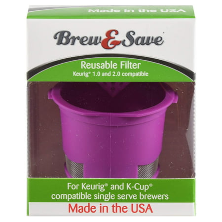 Brew & Save Reusable Coffee Filter for Keurig 1.0 and 2.0 Brewers, (Best Reusable K Cup For Stronger Coffee)