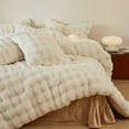 thumbnail image 5 of Wajade Fluffy Comforter Cover Set Rabbit Bubble Faux Fur Duvet Cover Luxury Cozy Bedding Set 3 Pieces with Zipper -1 Duvet Cover and 2 Pillow Cases,Cream White Full Size Set, 5 of 5