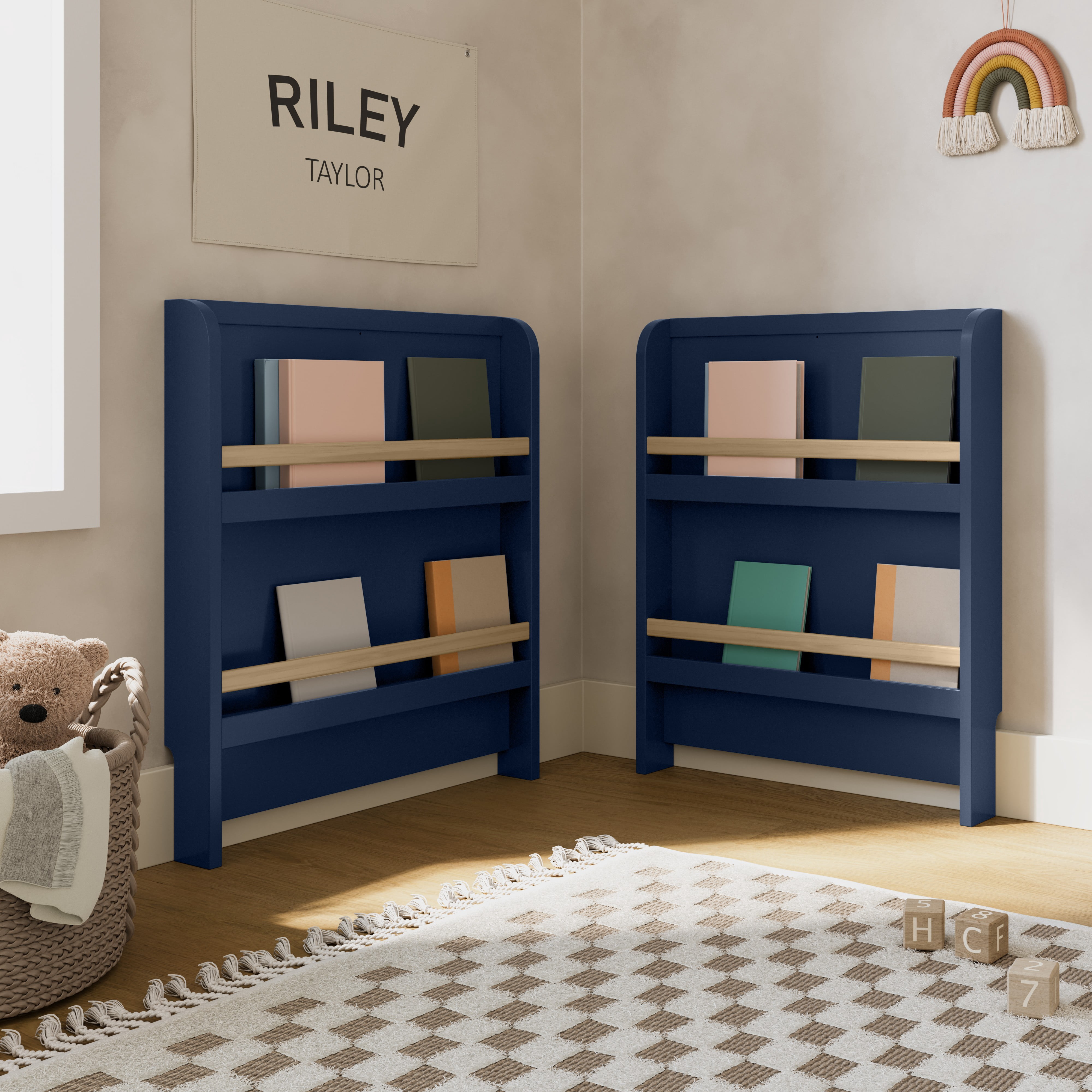 Graco Read-with-Me 4-in-1 Convertible Baby Crib with Drawer, Midnight Blue with Driftwood