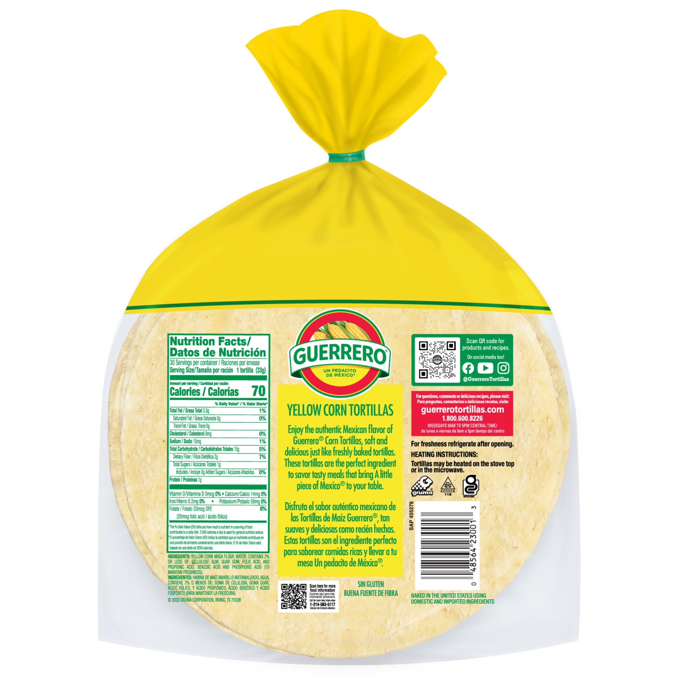 Guerrero Yellow Corn King Size Tortillas, 30 Count