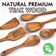 thumbnail image 2 of Wooden Spoons for Cooking, 6 Pcs Natural Teak Kitchen Utensils Set, Cooking Set with Long & Comfort Grip, Spatula Perfect Non-Stick Cookware, 2 of 4